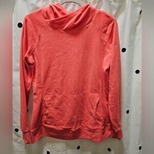 Columbia hot salmon pink fleece hoodie with front pocket Large